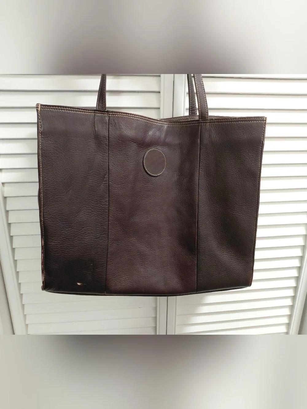 Piel Dark Brown Leather Tote Bag